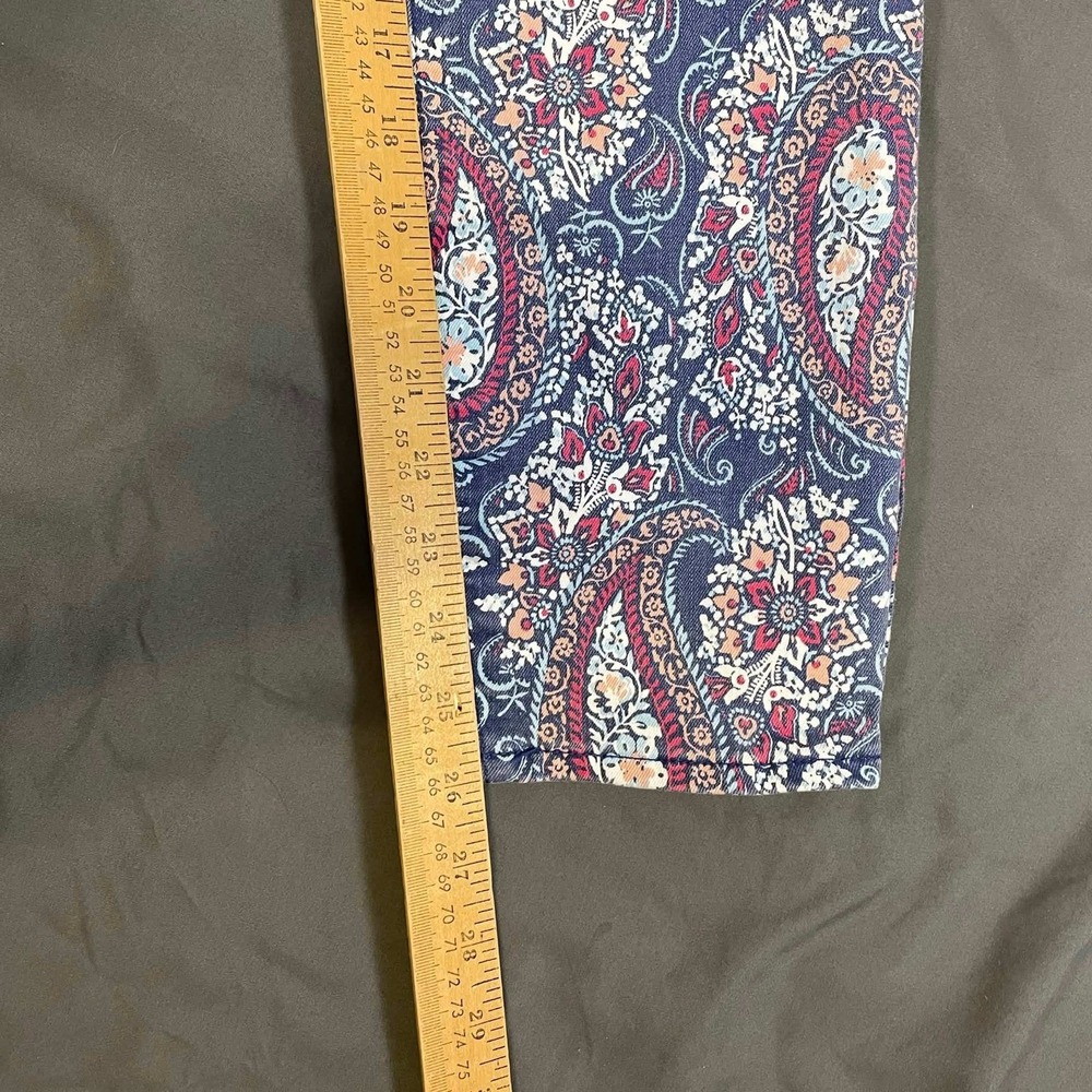 NYDJ for Chico's Size 14 Paisley Skinny Ankle Pants Blue Pink Lift Tuck Spring - Picture 10 of 11